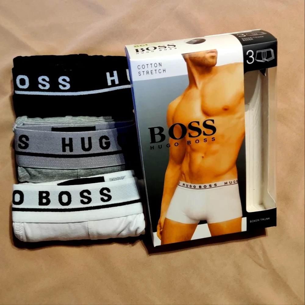 Men's Brand New Box of Three Hugo Boss Boxers - Picture 1 of 2